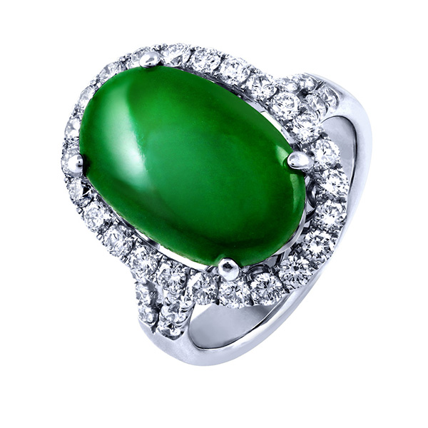 翡翠A貨鑲鑽戒指